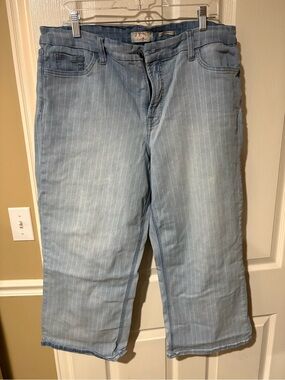 7 For All Mankind Light Blue Pinstripe Cropped Jeans